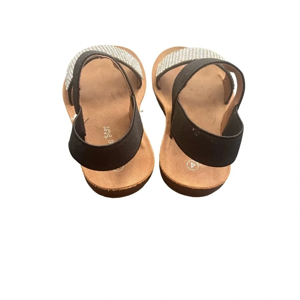 Little Star Black and Silver Stud Girls Sandal. Toddler Size 4. Great Condition.